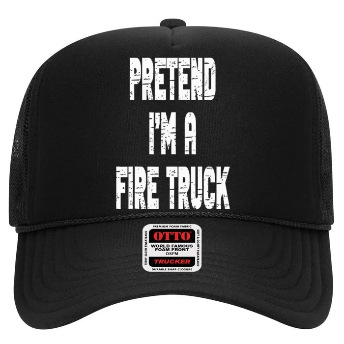 Lazy Easy Pretend I'm A Fire Truck Party Halloween Costume High Crown Mesh Trucker Hat