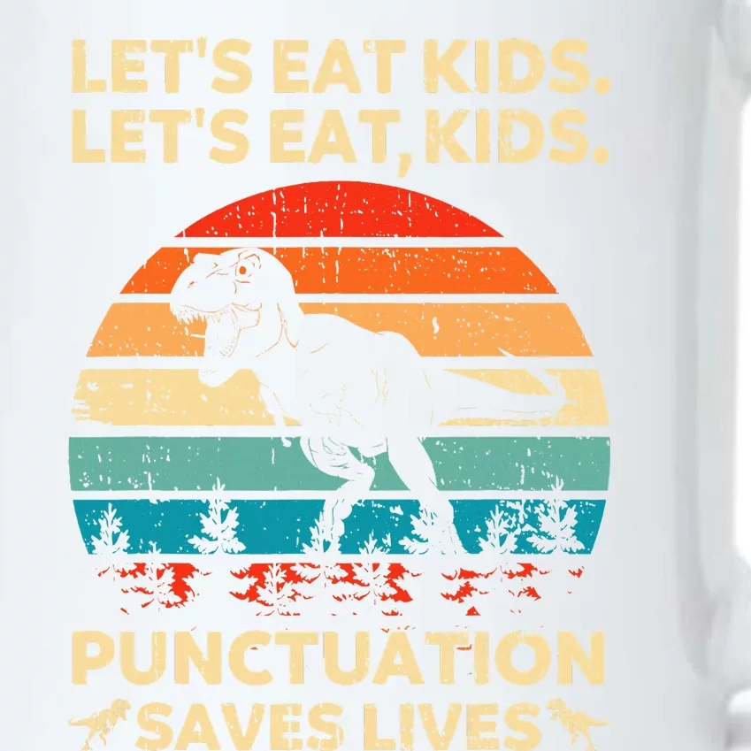 Let's Eat Punctuation Saves Lives Funny Grammar Dino Black Color Changing Mug