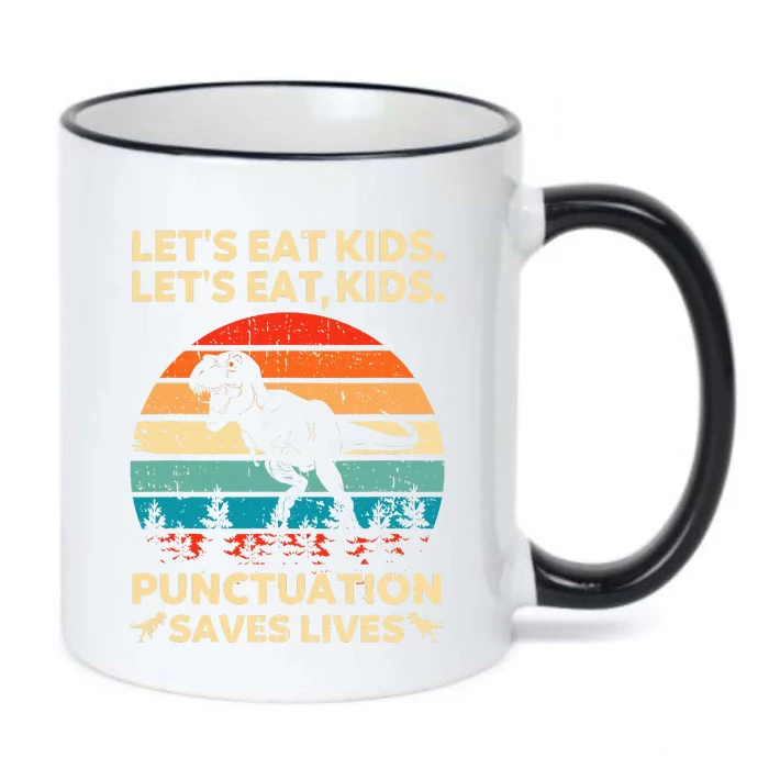 Let's Eat Punctuation Saves Lives Funny Grammar Dino Black Color Changing Mug