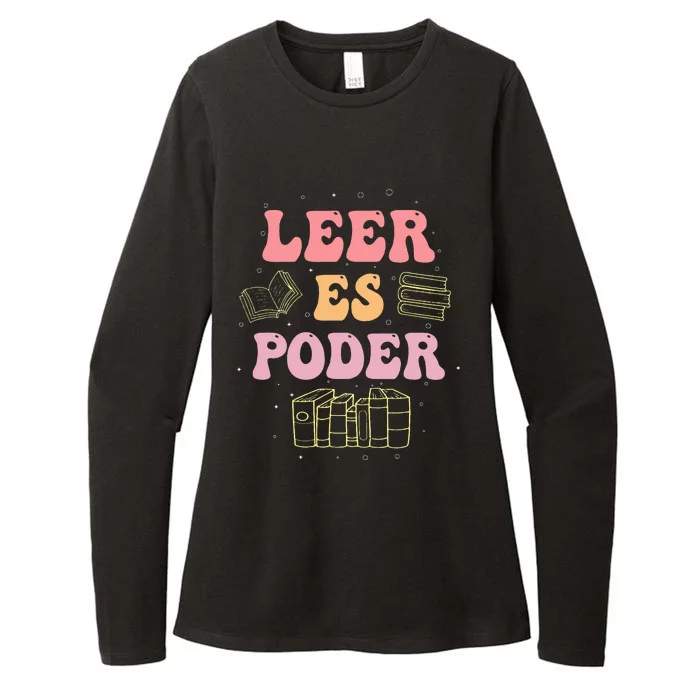 Leer Es Poder Groovy Spanish Teacher Bilingual Maestra Womens CVC Long Sleeve Shirt