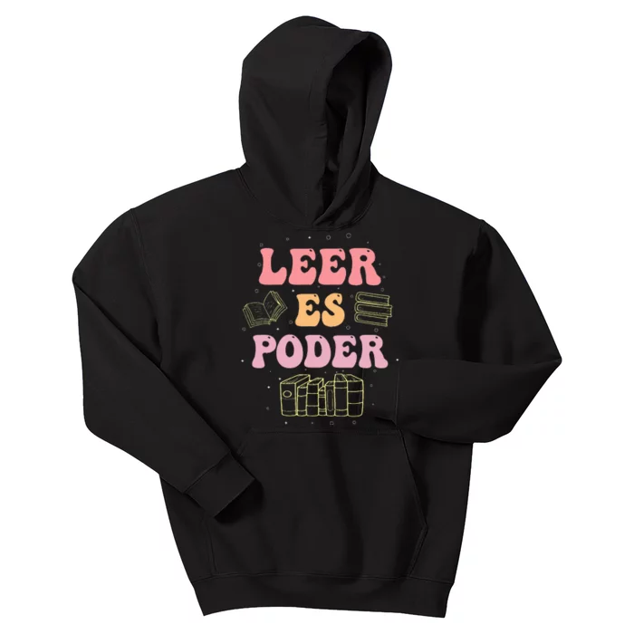 Leer Es Poder Groovy Spanish Teacher Bilingual Maestra Kids Hoodie