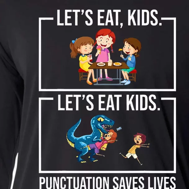 Let's Eat  Punctuation Saves Lives Grammar Cooling Performance Long Sleeve Crew