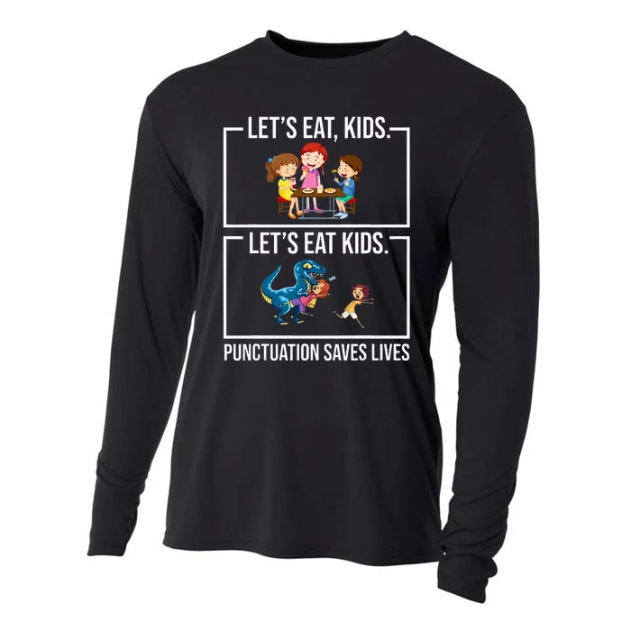 Let's Eat  Punctuation Saves Lives Grammar Cooling Performance Long Sleeve Crew