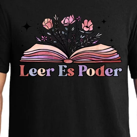 Leer Es Poder Spanish Teacher Bilingual Maestra Wildflowers Gift Pajama Set