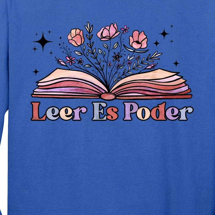 Leer Es Poder Spanish Teacher Bilingual Maestra Wildflowers Gift Long Sleeve Shirt