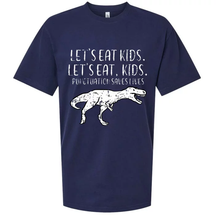 Lets Eat Punctuation Saves Lives Dino Sueded Cloud Jersey T-Shirt