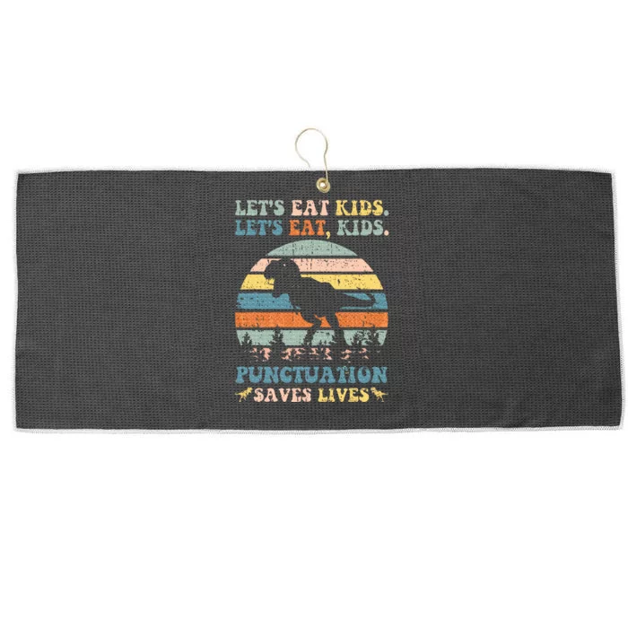 Lets Eat Punctuation Saves Lives Large Microfiber Waffle Golf Towel