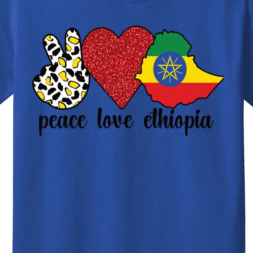 Love Ethiopia Proud Ethiopian Flag Ethiopian Roots Gift Kids T-Shirt