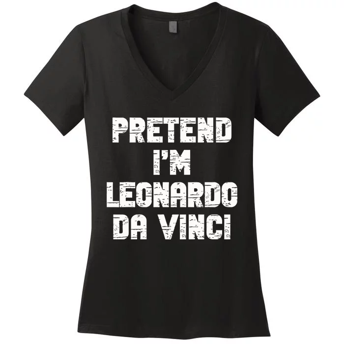 Lazy Easy Pretend Leonardo Da Vinci Party Halloween Costume Women's V-Neck T-Shirt