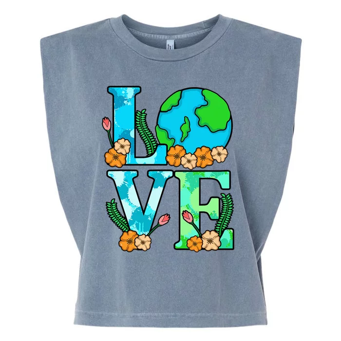 Love Earth Planet Save Earth's Day Graphic Garment-Dyed Women's Muscle Tee