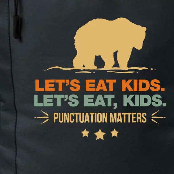 Let's Eat Punctuation Matters Bear Funny Grammar Daily Commute Backpack