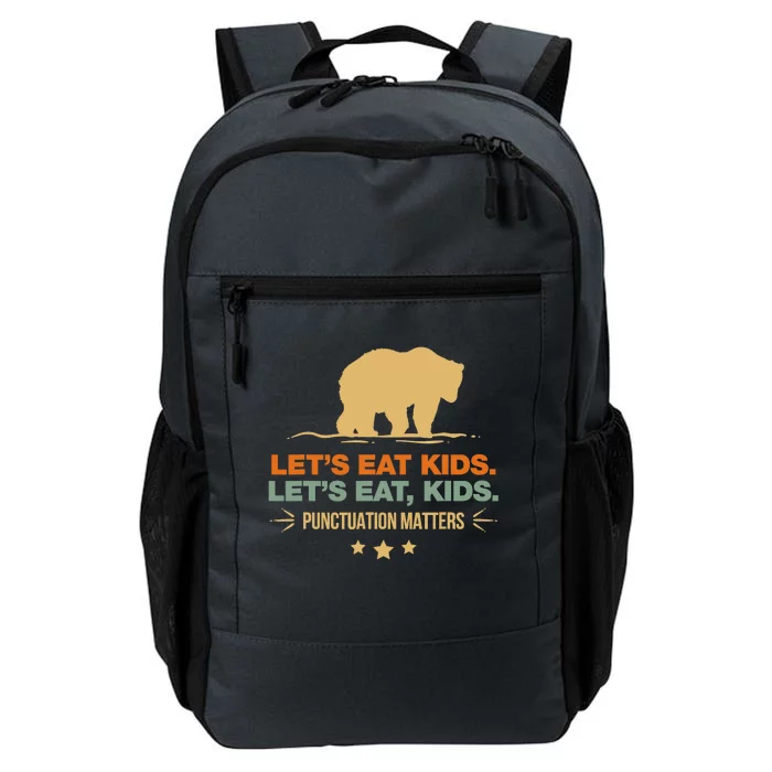 Let's Eat Punctuation Matters Bear Funny Grammar Daily Commute Backpack