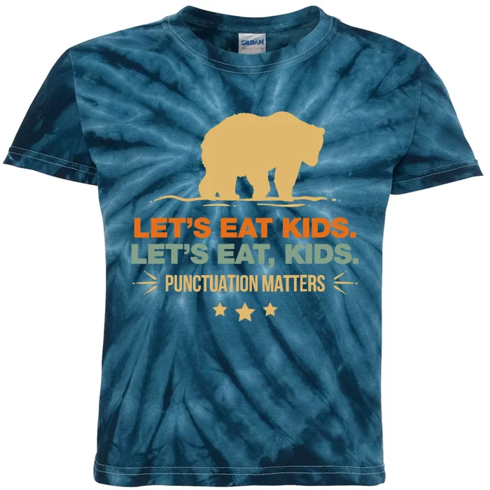 Let's Eat Punctuation Matters Bear Funny Grammar Kids Tie-Dye T-Shirt