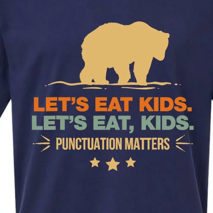 Let's Eat Punctuation Matters Bear Funny Grammar Sueded Cloud Jersey T-Shirt