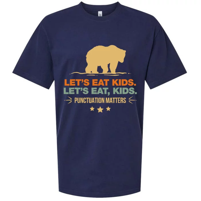 Let's Eat Punctuation Matters Bear Funny Grammar Sueded Cloud Jersey T-Shirt