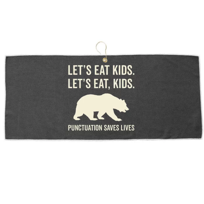 Lets Eat Punctuation Saves Lives Bear Large Microfiber Waffle Golf Towel