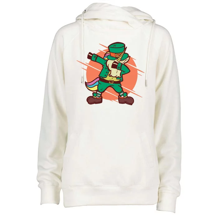 Leprechaun Dabbing Unicorn Womens Funnel Neck Pullover Hood