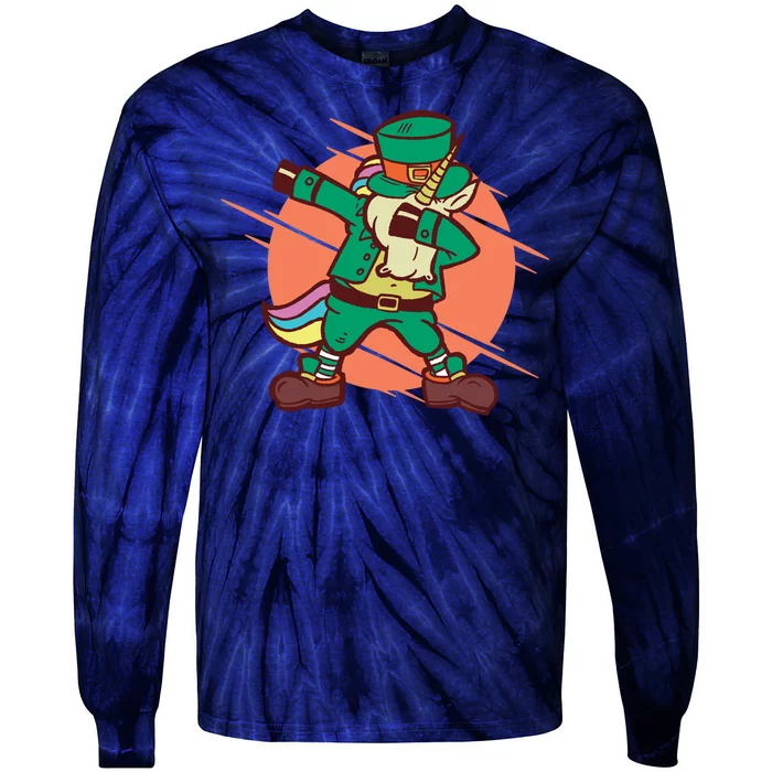 Leprechaun Dabbing Unicorn Tie-Dye Long Sleeve Shirt