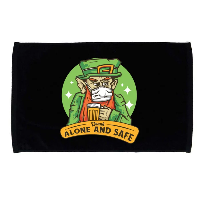 Leprechaun Drink Alone and Safe Funny Facemask Microfiber Hand Towel