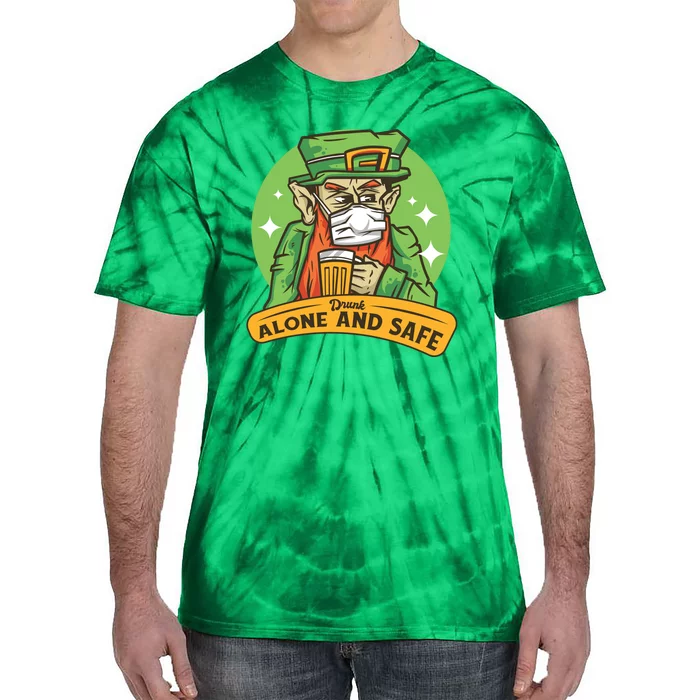 Leprechaun Drink Alone and Safe Funny Facemask Tie-Dye T-Shirt