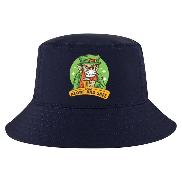 Leprechaun Drink Alone and Safe Funny Facemask Cool Comfort Performance Bucket Hat