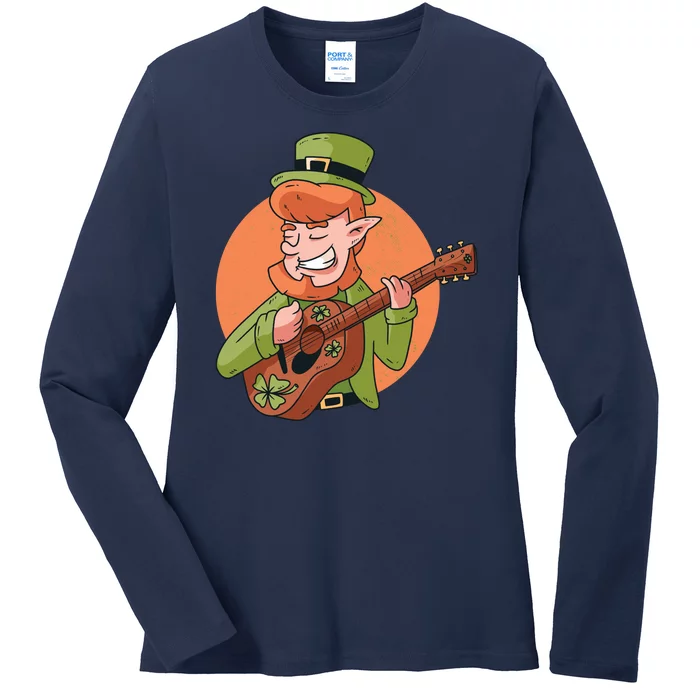 Leprechaun Guitarist Ladies Long Sleeve Shirt