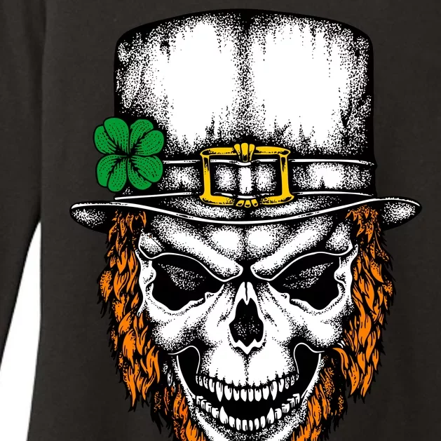 Leprechaun Irish Skull Skeleton Ginger Beard St. Patrick's Day Womens CVC Long Sleeve Shirt