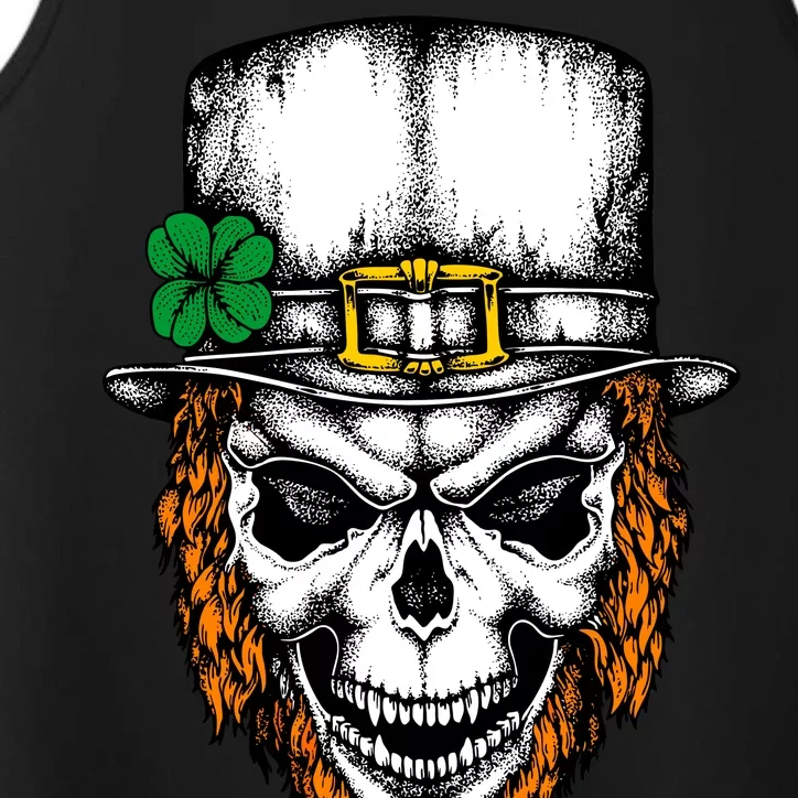 Leprechaun Irish Skull Skeleton Ginger Beard St. Patrick's Day Performance Tank