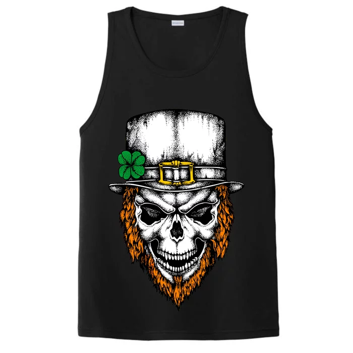 Leprechaun Irish Skull Skeleton Ginger Beard St. Patrick's Day Performance Tank