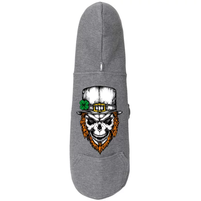 Leprechaun Irish Skull Skeleton Ginger Beard St. Patrick's Day Doggie 3-End Fleece Hoodie