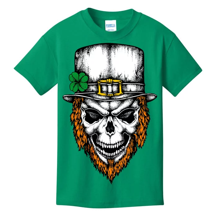 Leprechaun Irish Skull Skeleton Ginger Beard St. Patrick's Day Kids T-Shirt