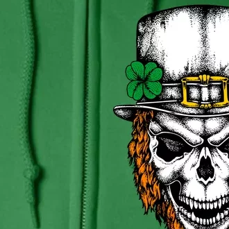 Leprechaun Irish Skull Skeleton Ginger Beard St. Patrick's Day Full Zip Hoodie