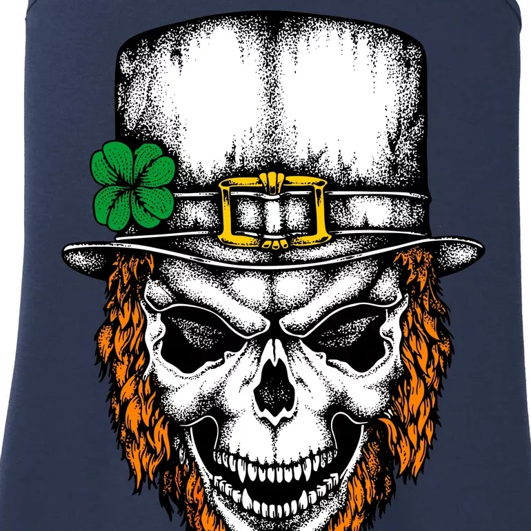 Leprechaun Irish Skull Skeleton Ginger Beard St. Patrick's Day Ladies Essential Tank