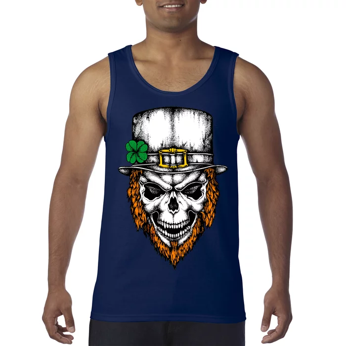 Leprechaun Irish Skull Skeleton Ginger Beard St. Patrick's Day Tank Top