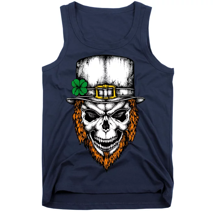 Leprechaun Irish Skull Skeleton Ginger Beard St. Patrick's Day Tank Top