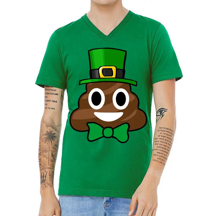 Leprechaun Poop Emoji Smiley Funny St. Patrick's Day V-Neck T-Shirt