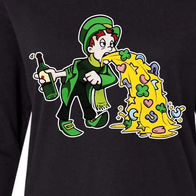 Leprechaun Puking St. Patrick's Day Drinking Womens Cotton Relaxed Long Sleeve T-Shirt