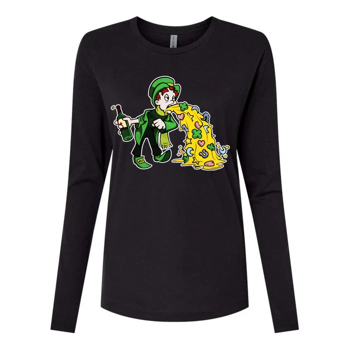 Leprechaun Puking St. Patrick's Day Drinking Womens Cotton Relaxed Long Sleeve T-Shirt