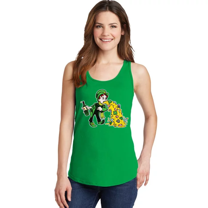 Leprechaun Puking St. Patrick's Day Drinking Ladies Essential Tank