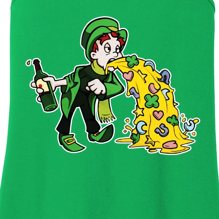 Leprechaun Puking St. Patrick's Day Drinking Ladies Essential Tank