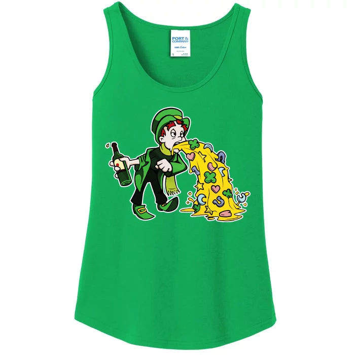 Leprechaun Puking St. Patrick's Day Drinking Ladies Essential Tank