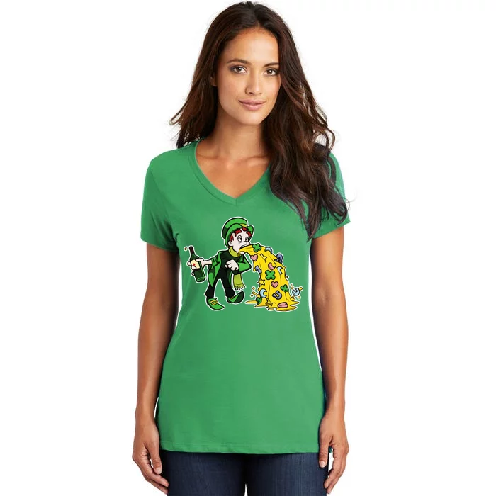 Leprechaun Puking St. Patrick's Day Drinking Women's V-Neck T-Shirt