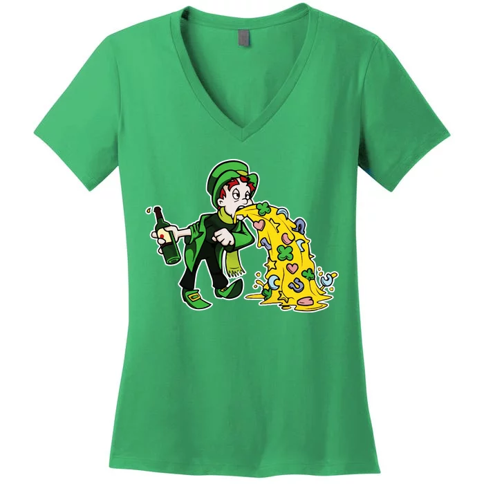 Leprechaun Puking St. Patrick's Day Drinking Women's V-Neck T-Shirt