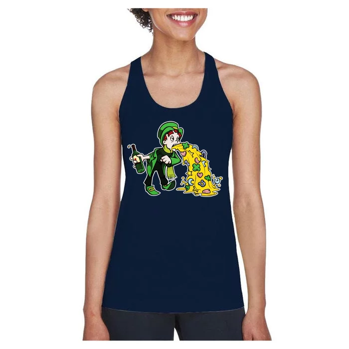 Leprechaun Puking St. Patrick's Day Drinking Women's Racerback Tank