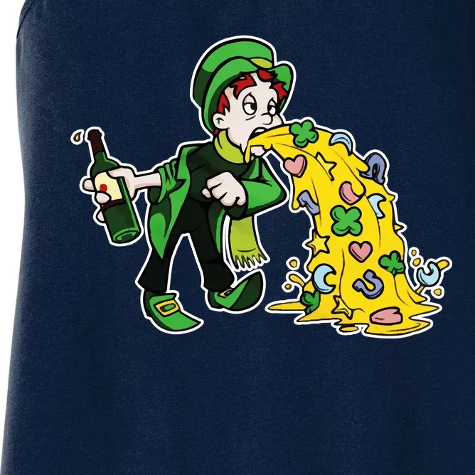 Leprechaun Puking St. Patrick's Day Drinking Women's Racerback Tank