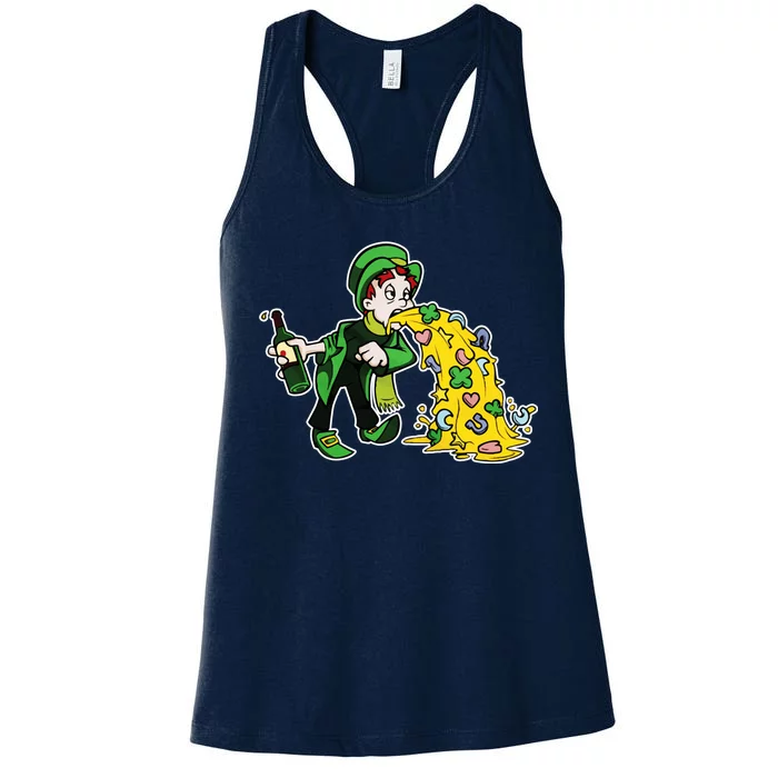 Leprechaun Puking St. Patrick's Day Drinking Women's Racerback Tank