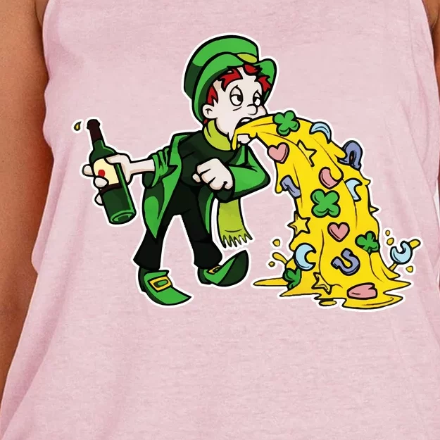 Leprechaun Puking St. Patrick's Day Drinking Women's Knotted Racerback Tank