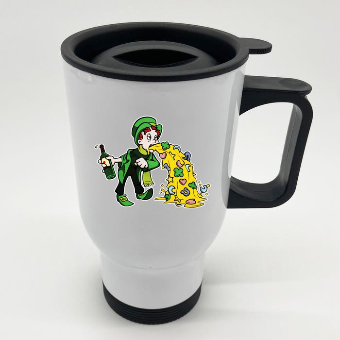 Leprechaun Puking St. Patrick's Day Drinking Front & Back Stainless Steel Travel Mug