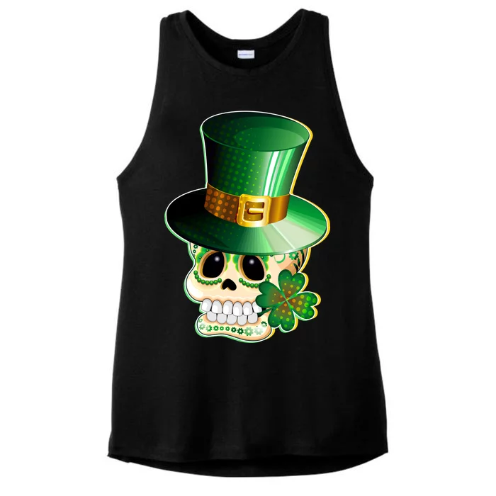 Leprechaun Sugar Irish Skull Ladies Tri-Blend Wicking Tank