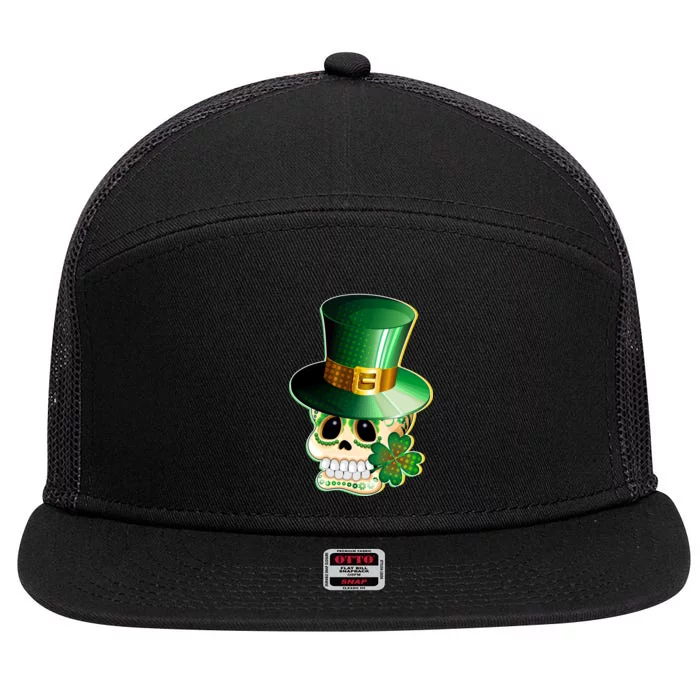 Leprechaun Sugar Irish Skull 7 Panel Mesh Trucker Snapback Hat